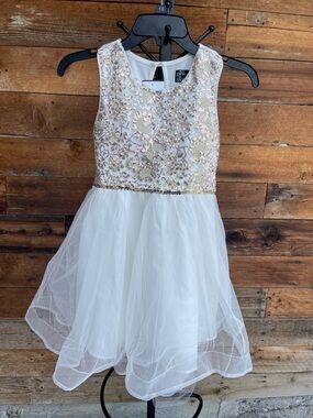 Sparkle Sequin Bodice White Tulle Party Dress for Girls